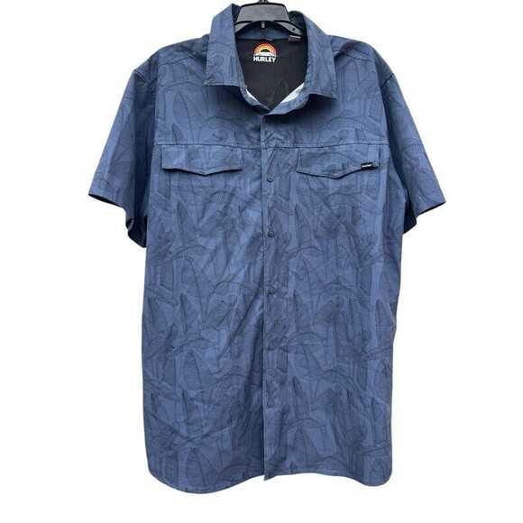 HURLEY Regular Fit UPF 50+ Water Resistant Blue Floral Short Sleeve Shirt XL - Picture 1 of 8